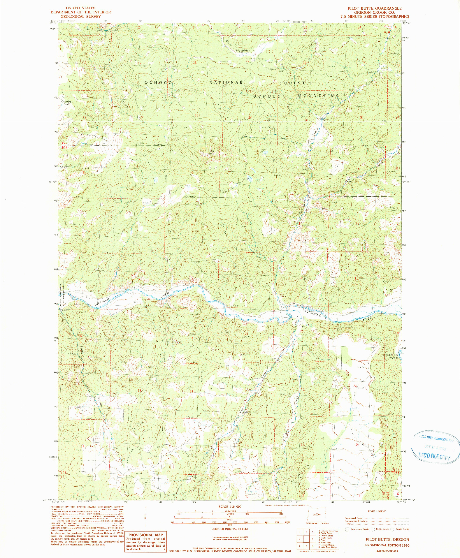 USGS 1:24000-SCALE QUADRANGLE FOR PILOT BUTTE, OR 1990