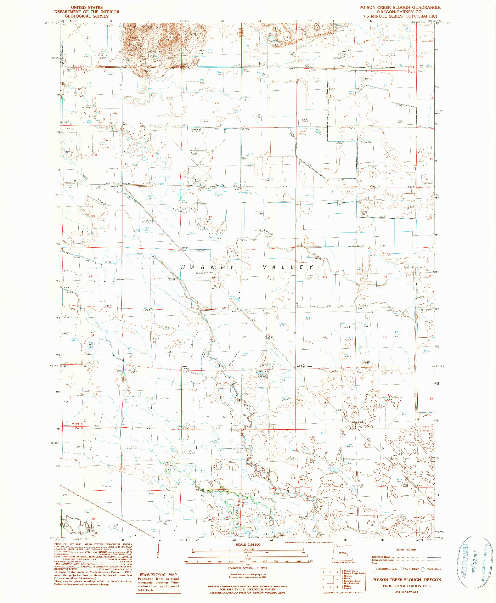 USGS 1:24000-SCALE QUADRANGLE FOR POISON CREEK SLOUGH, OR 1990