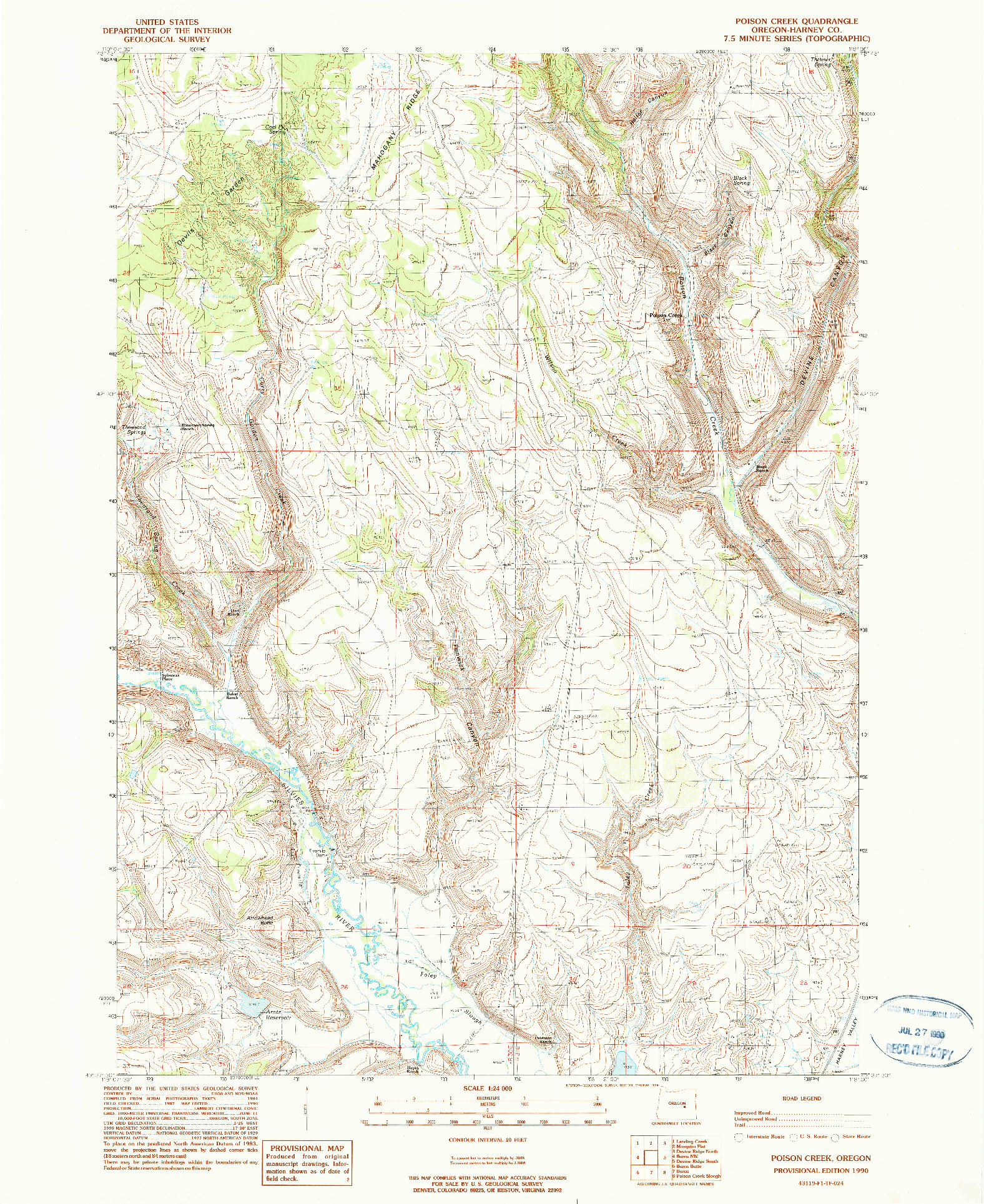 USGS 1:24000-SCALE QUADRANGLE FOR POISON CREEK, OR 1990