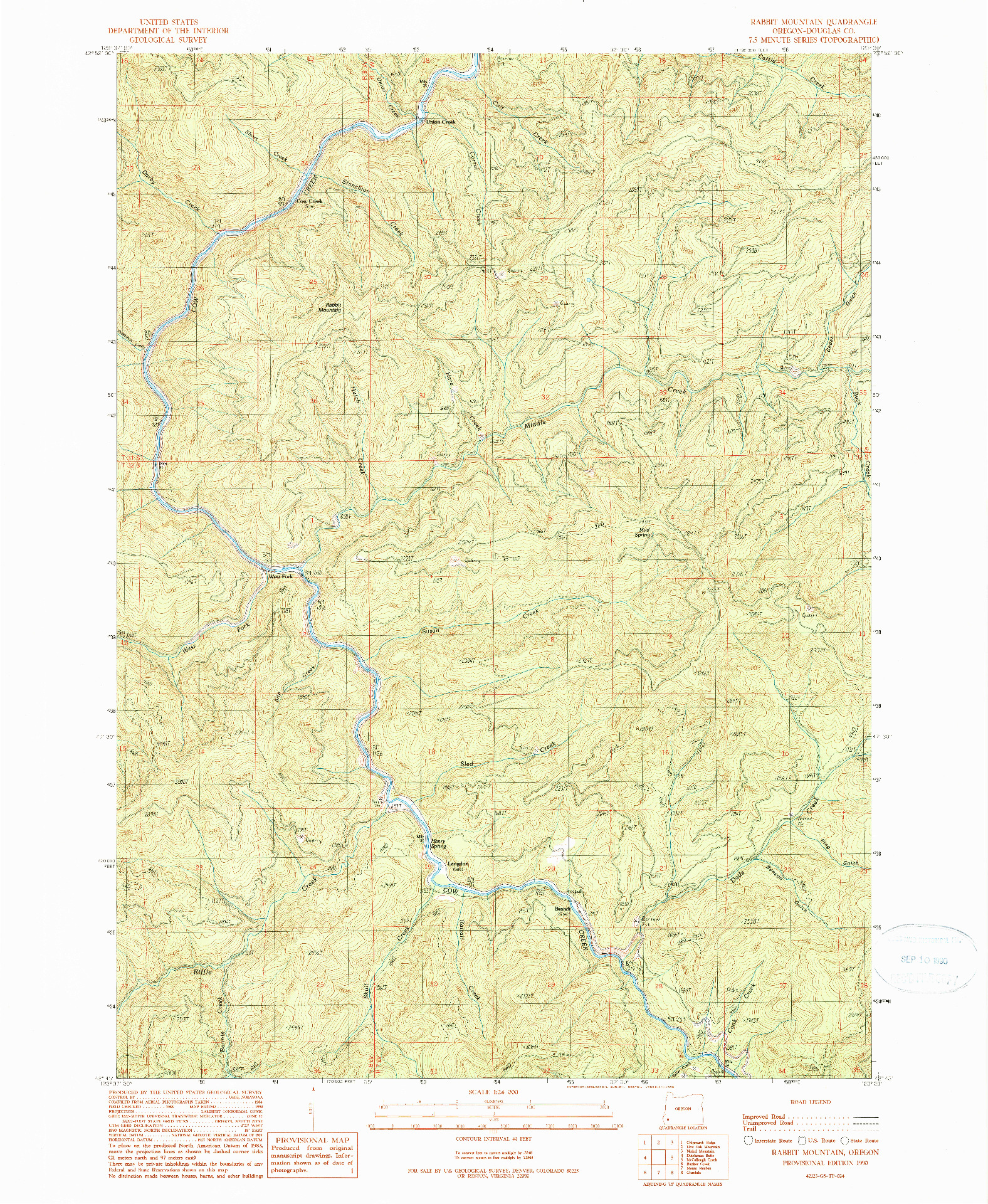 USGS 1:24000-SCALE QUADRANGLE FOR RABBIT MOUNTAIN, OR 1990