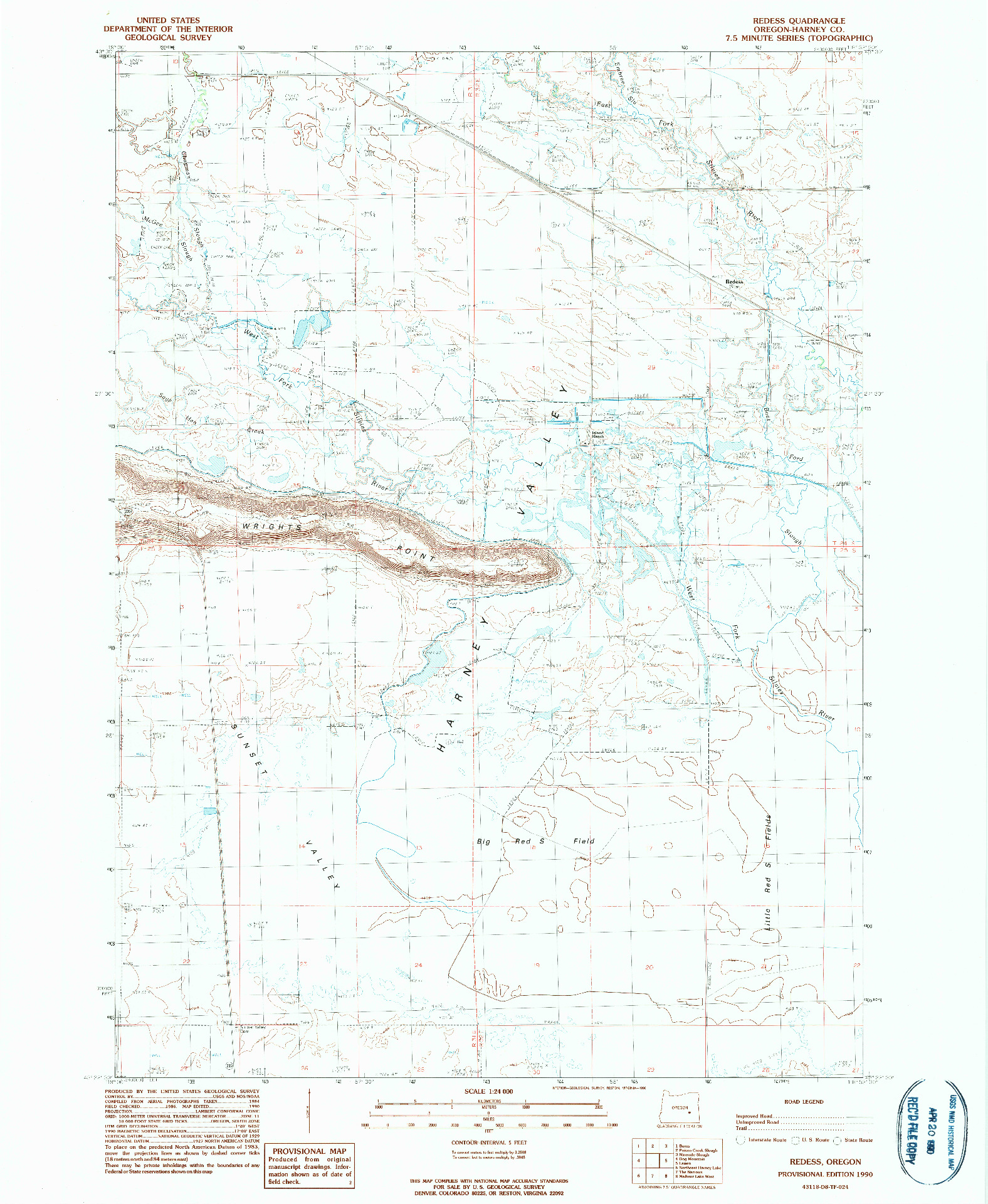 USGS 1:24000-SCALE QUADRANGLE FOR REDESS, OR 1990