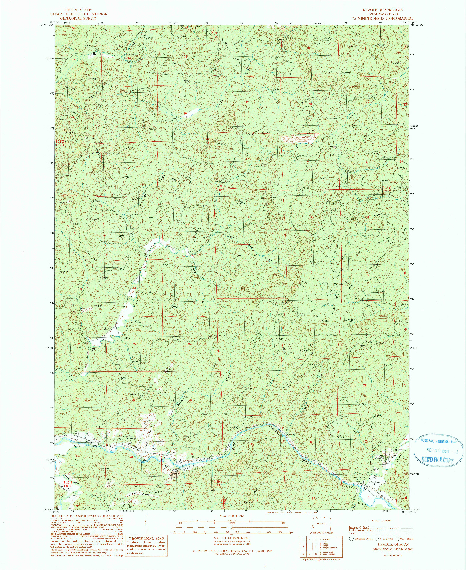 USGS 1:24000-SCALE QUADRANGLE FOR REMOTE, OR 1990