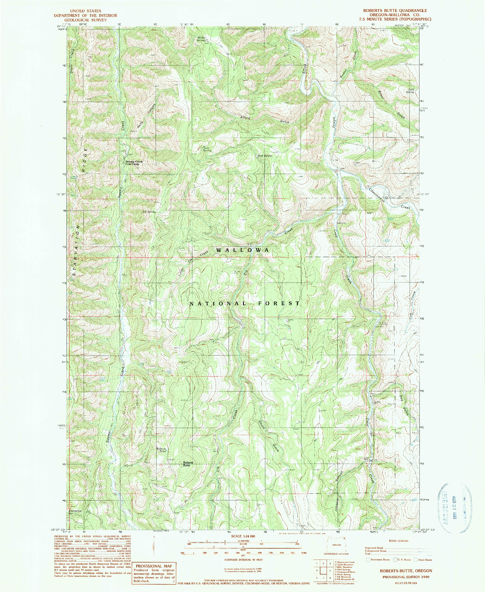 USGS 1:24000-SCALE QUADRANGLE FOR ROBERTS BUTTE, OR 1990