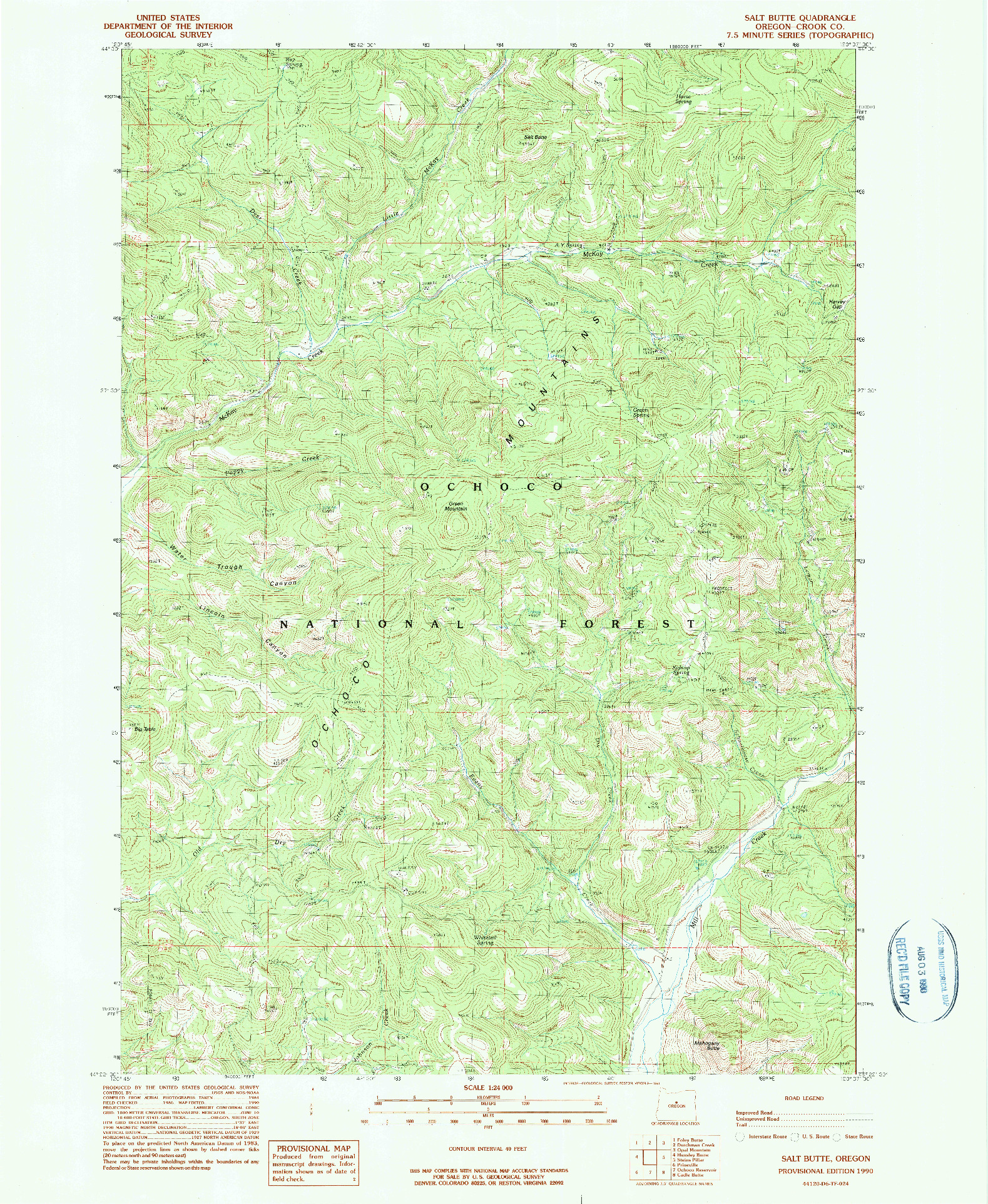 USGS 1:24000-SCALE QUADRANGLE FOR SALT BUTTE, OR 1990