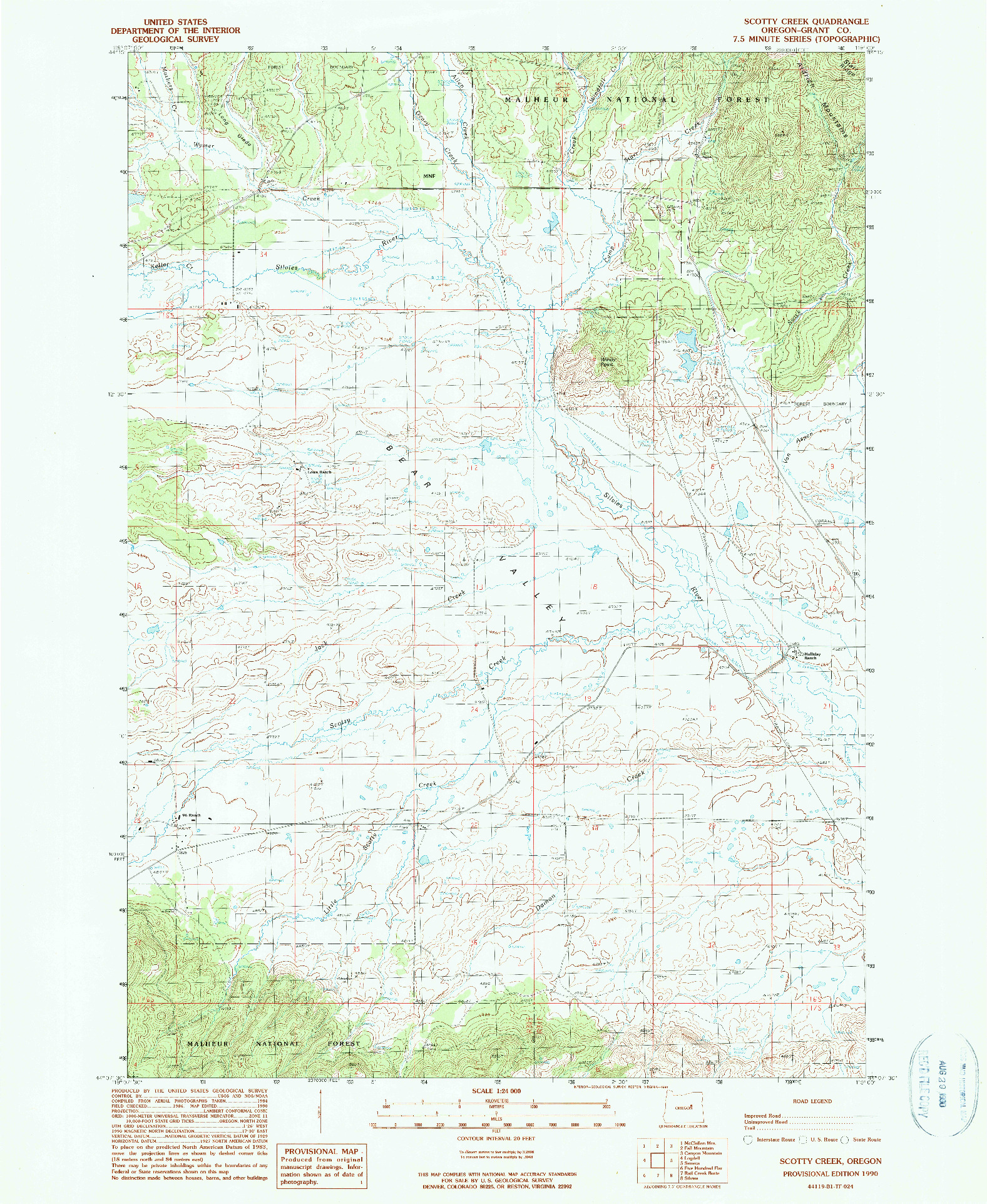 USGS 1:24000-SCALE QUADRANGLE FOR SCOTTY CREEK, OR 1990