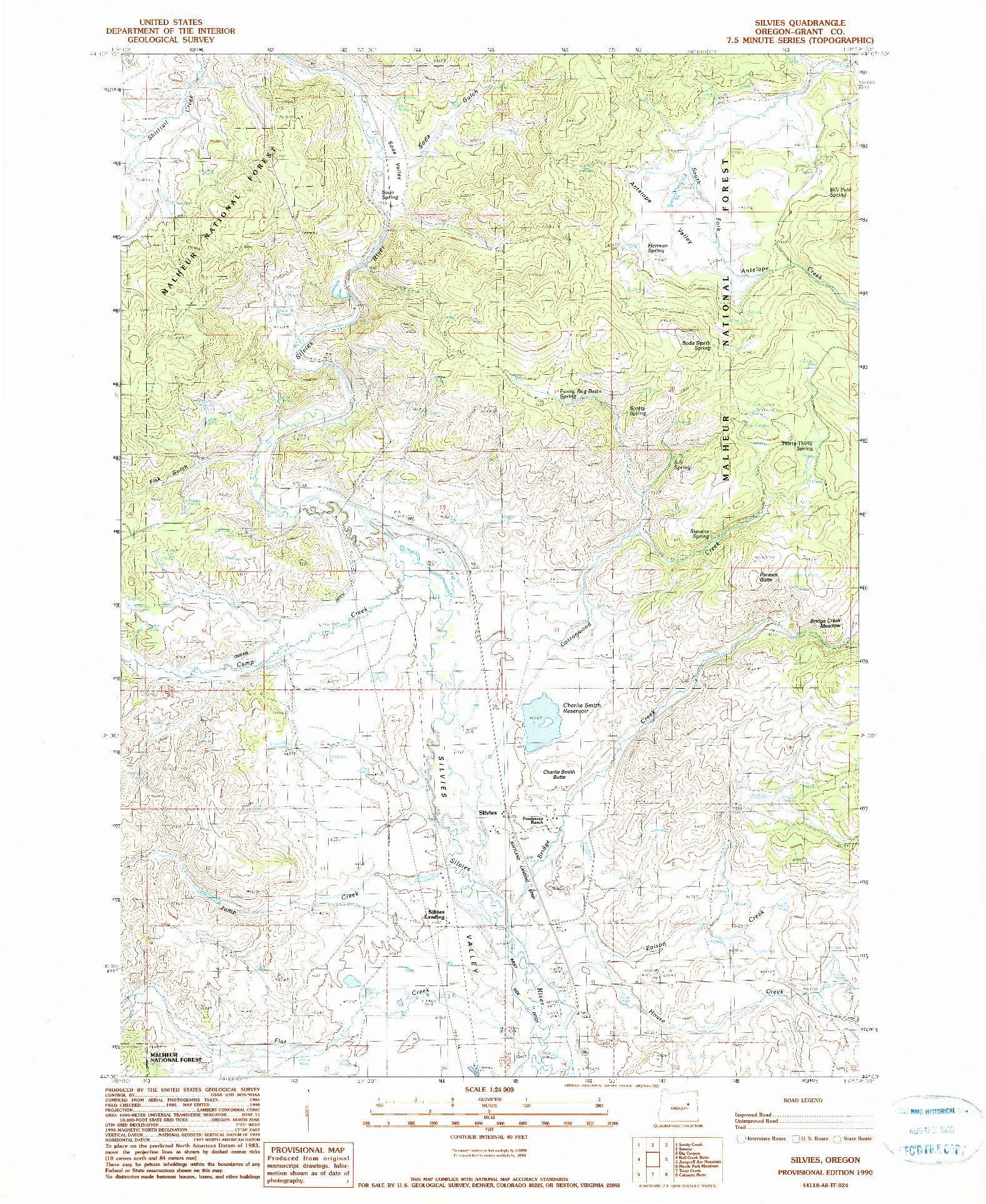 USGS 1:24000-SCALE QUADRANGLE FOR SILVIES, OR 1990