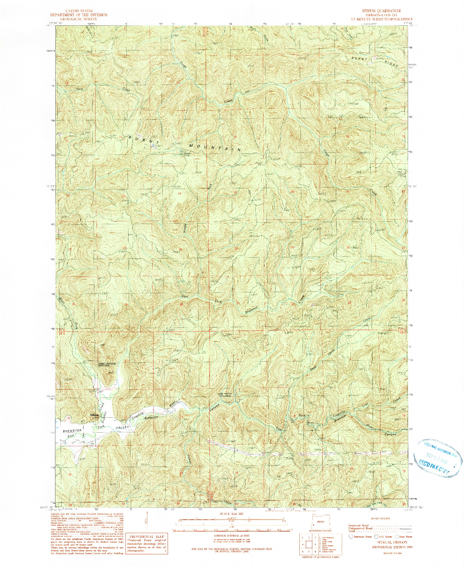 USGS 1:24000-SCALE QUADRANGLE FOR SITKUM, OR 1990