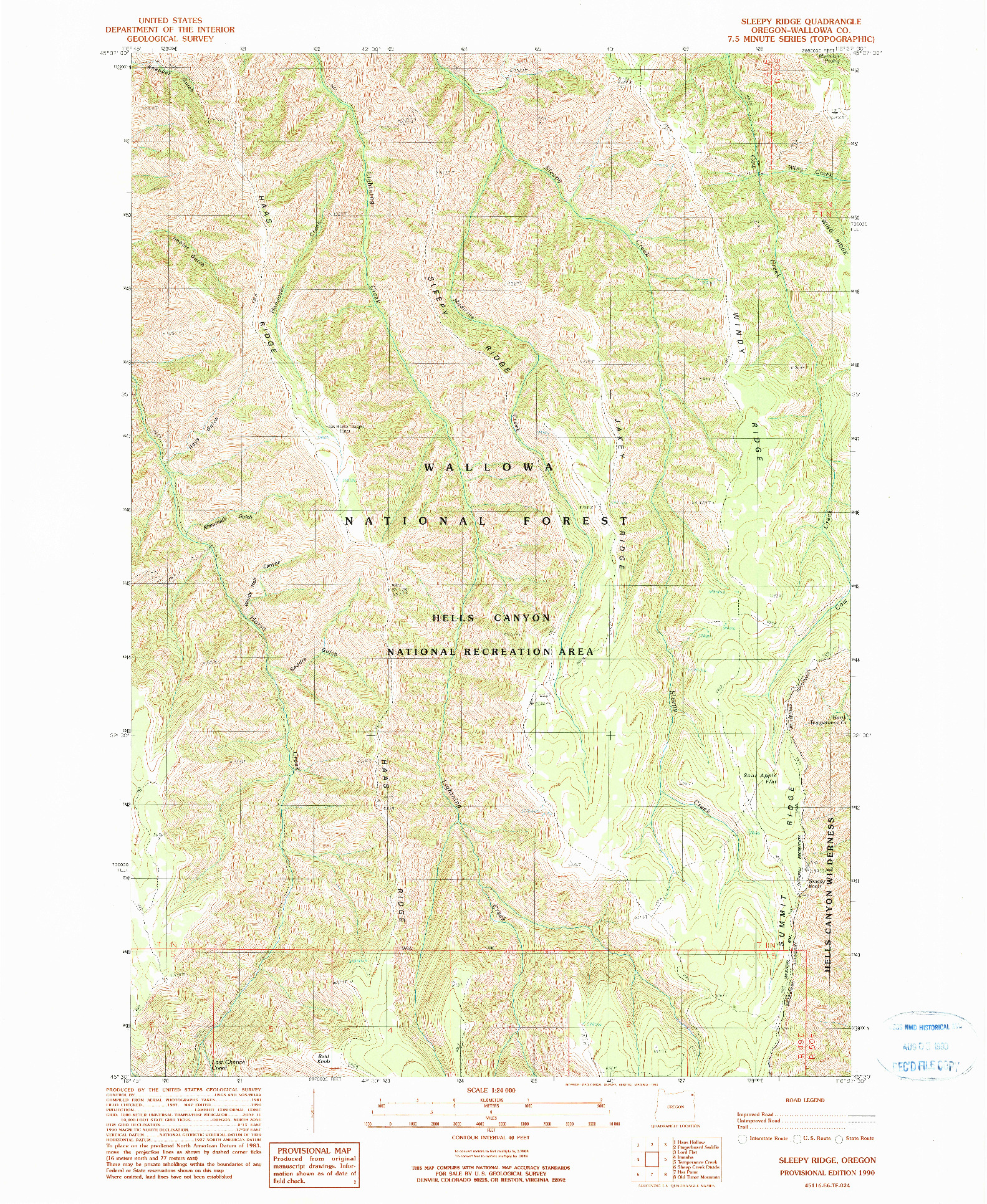 USGS 1:24000-SCALE QUADRANGLE FOR SLEEPY RIDGE, OR 1990