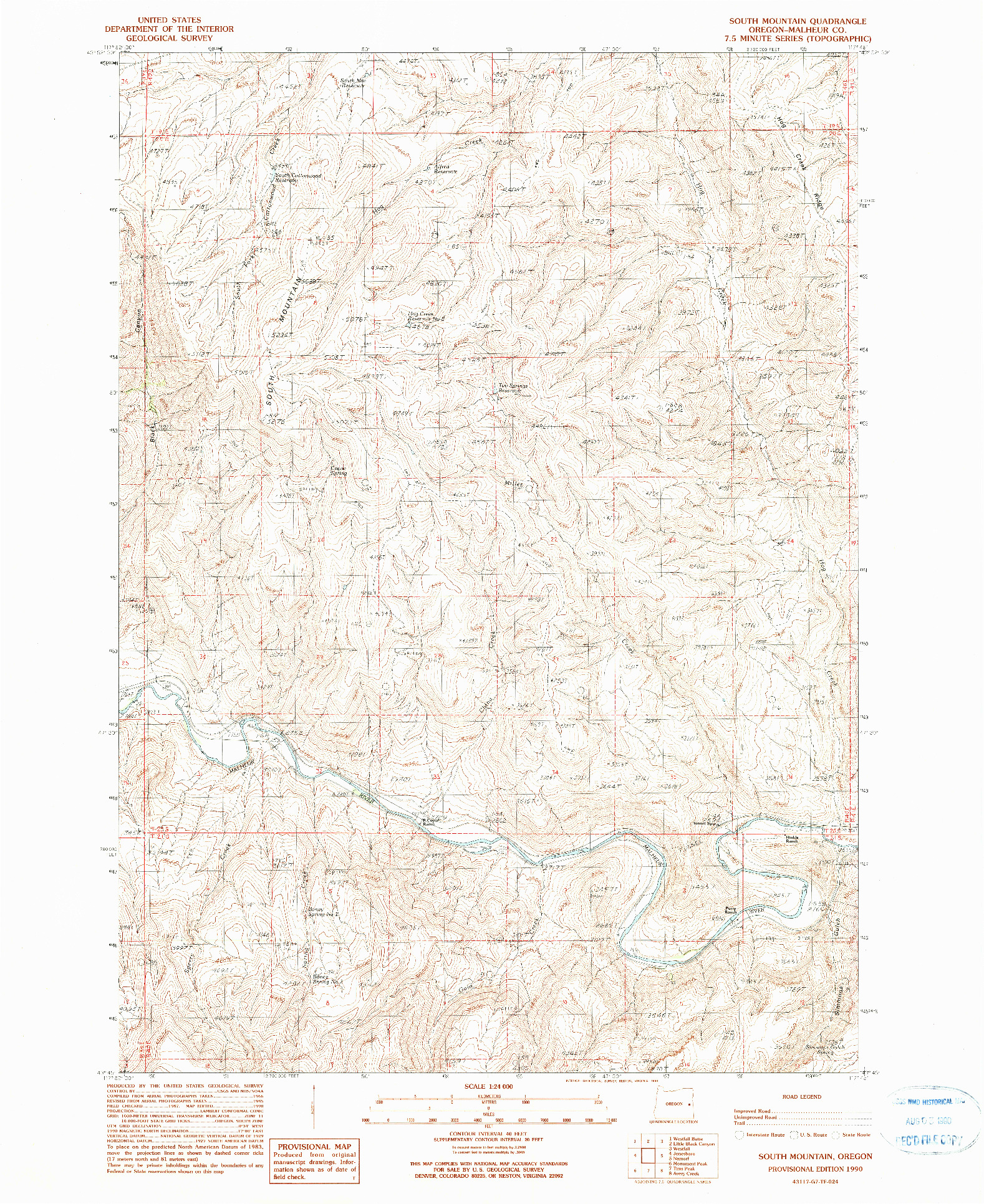 USGS 1:24000-SCALE QUADRANGLE FOR SOUTH MOUNTAIN, OR 1990