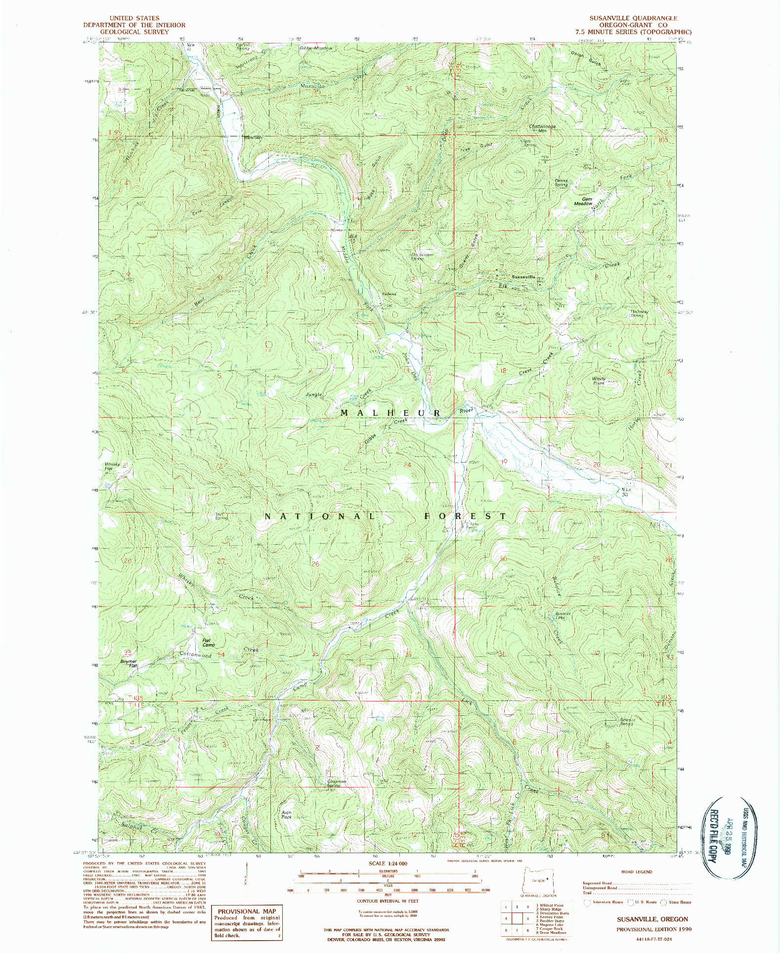 USGS 1:24000-SCALE QUADRANGLE FOR SUSANVILLE, OR 1990