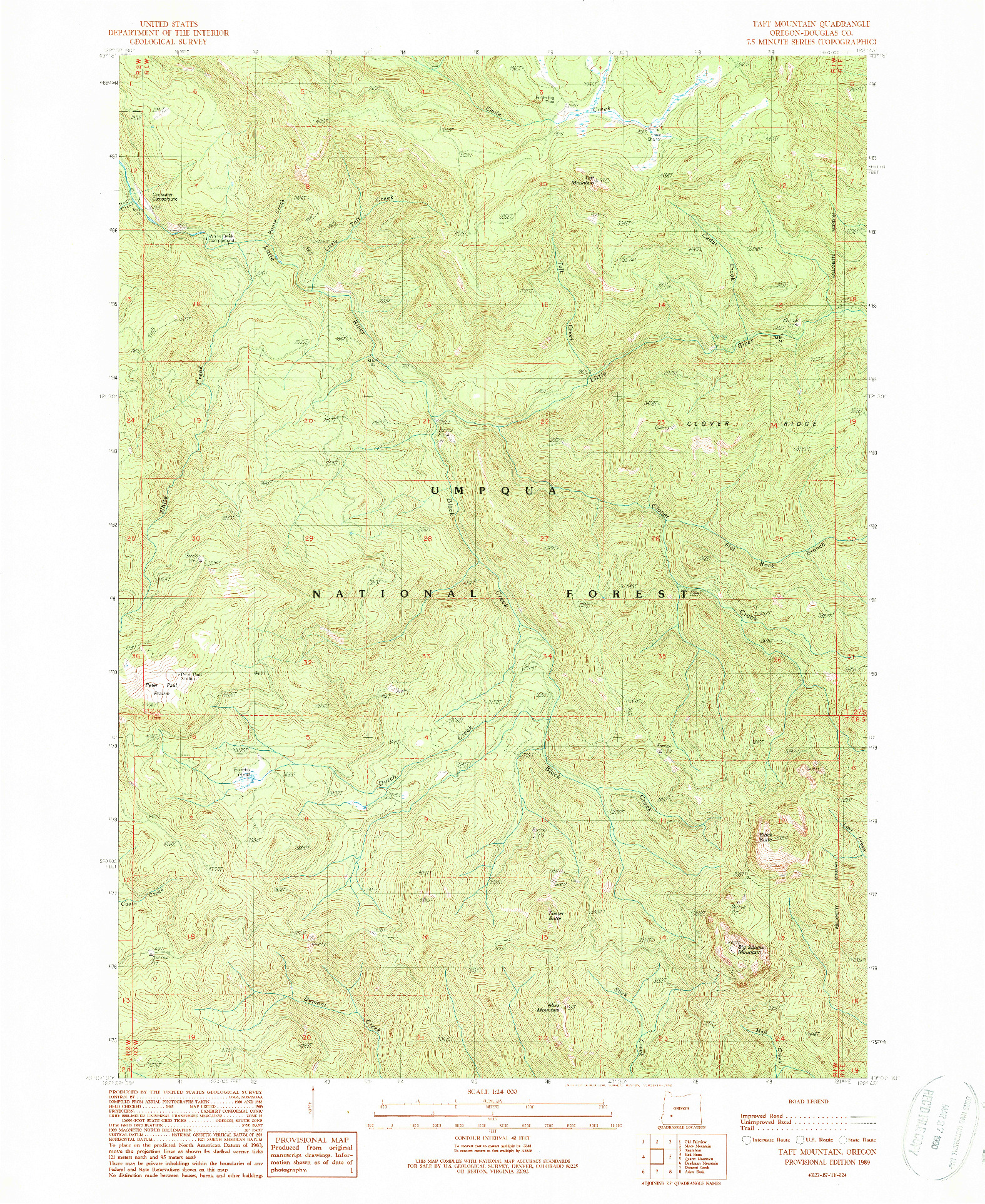 USGS 1:24000-SCALE QUADRANGLE FOR TAFT MOUNTAIN, OR 1989