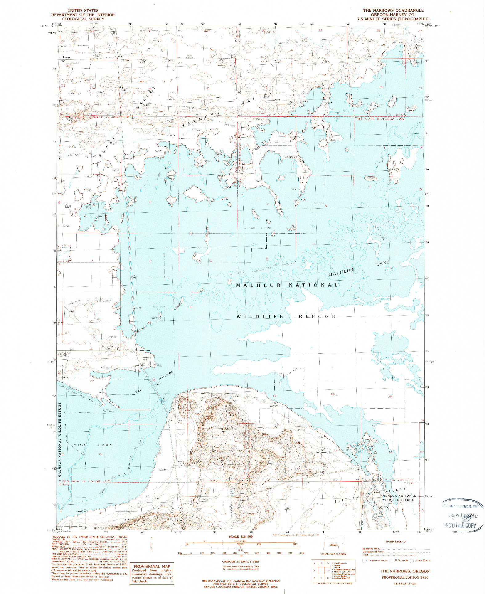 USGS 1:24000-SCALE QUADRANGLE FOR THE NARROWS, OR 1990