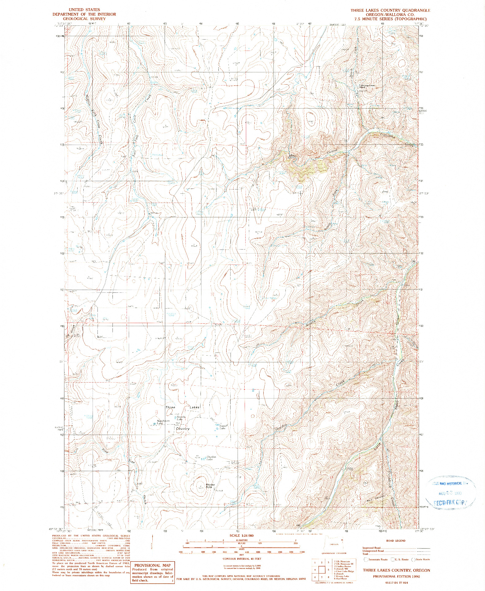 USGS 1:24000-SCALE QUADRANGLE FOR THREE LAKES COUNTRY, OR 1990