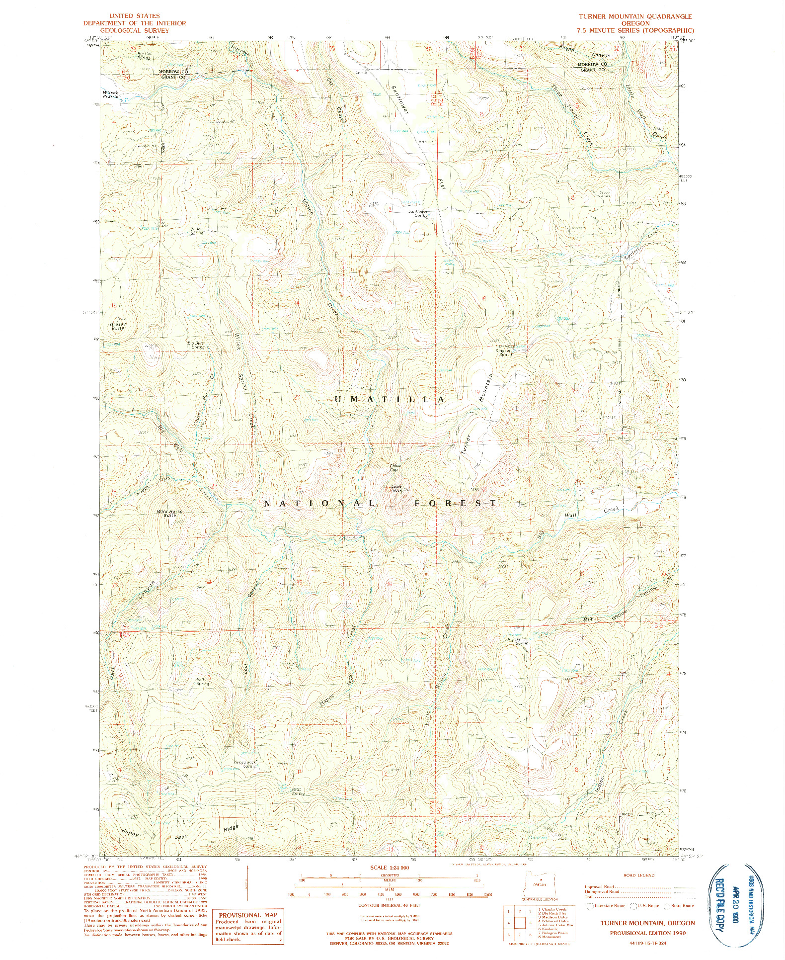 USGS 1:24000-SCALE QUADRANGLE FOR TURNER MOUNTAIN, OR 1990