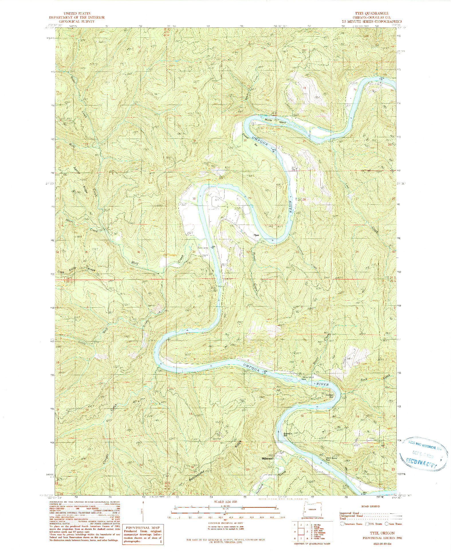 USGS 1:24000-SCALE QUADRANGLE FOR TYEE, OR 1990