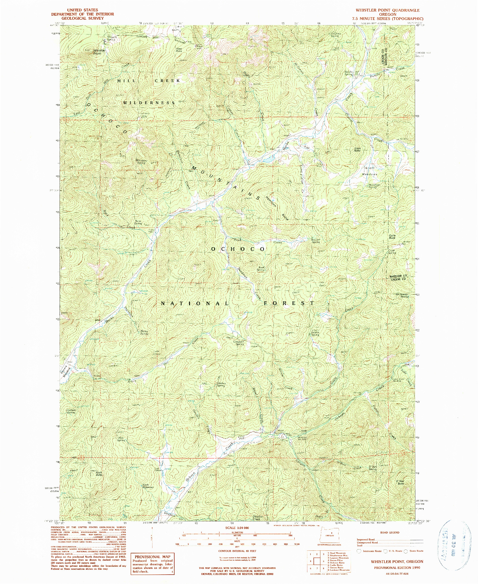 USGS 1:24000-SCALE QUADRANGLE FOR WHISTLER POINT, OR 1990