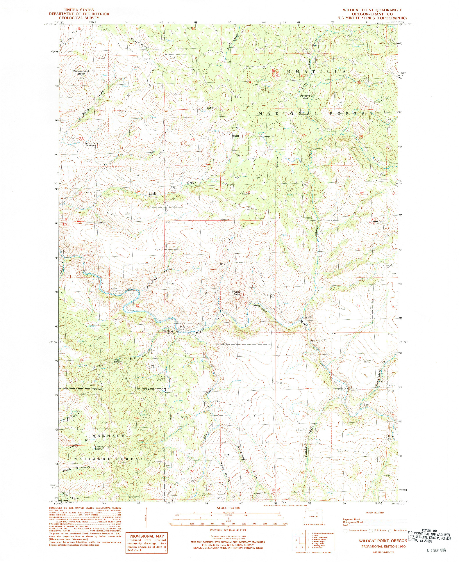 USGS 1:24000-SCALE QUADRANGLE FOR WILDCAT POINT, OR 1990