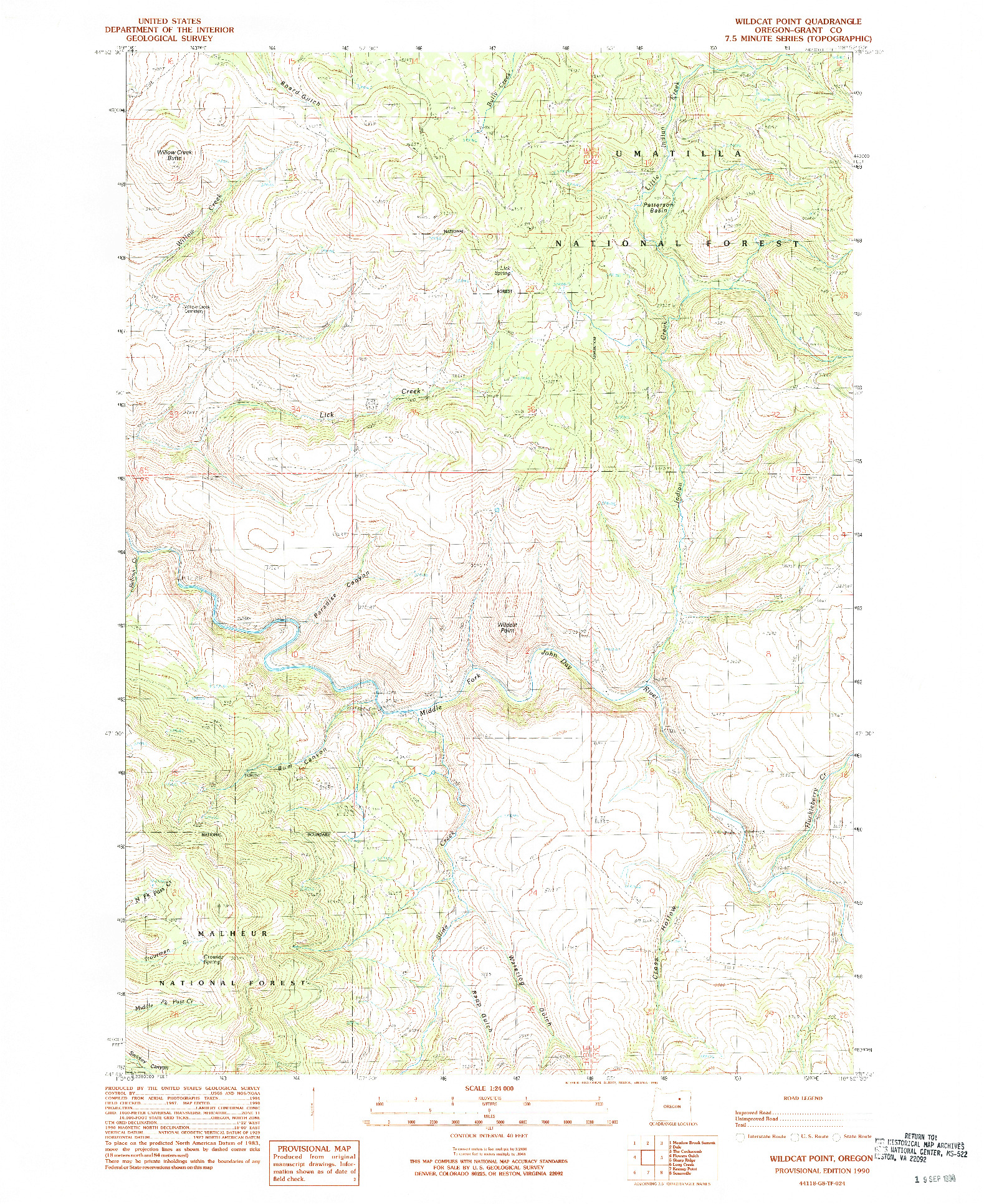 USGS 1:24000-SCALE QUADRANGLE FOR WILDCAT POINT, OR 1990