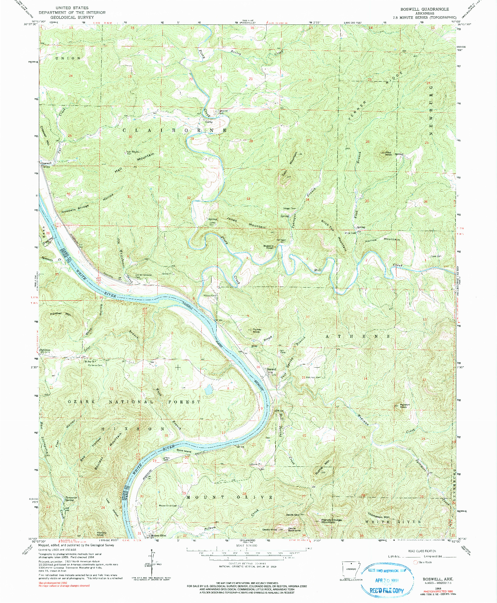 USGS 1:24000-SCALE QUADRANGLE FOR BOSWELL, AR 1964