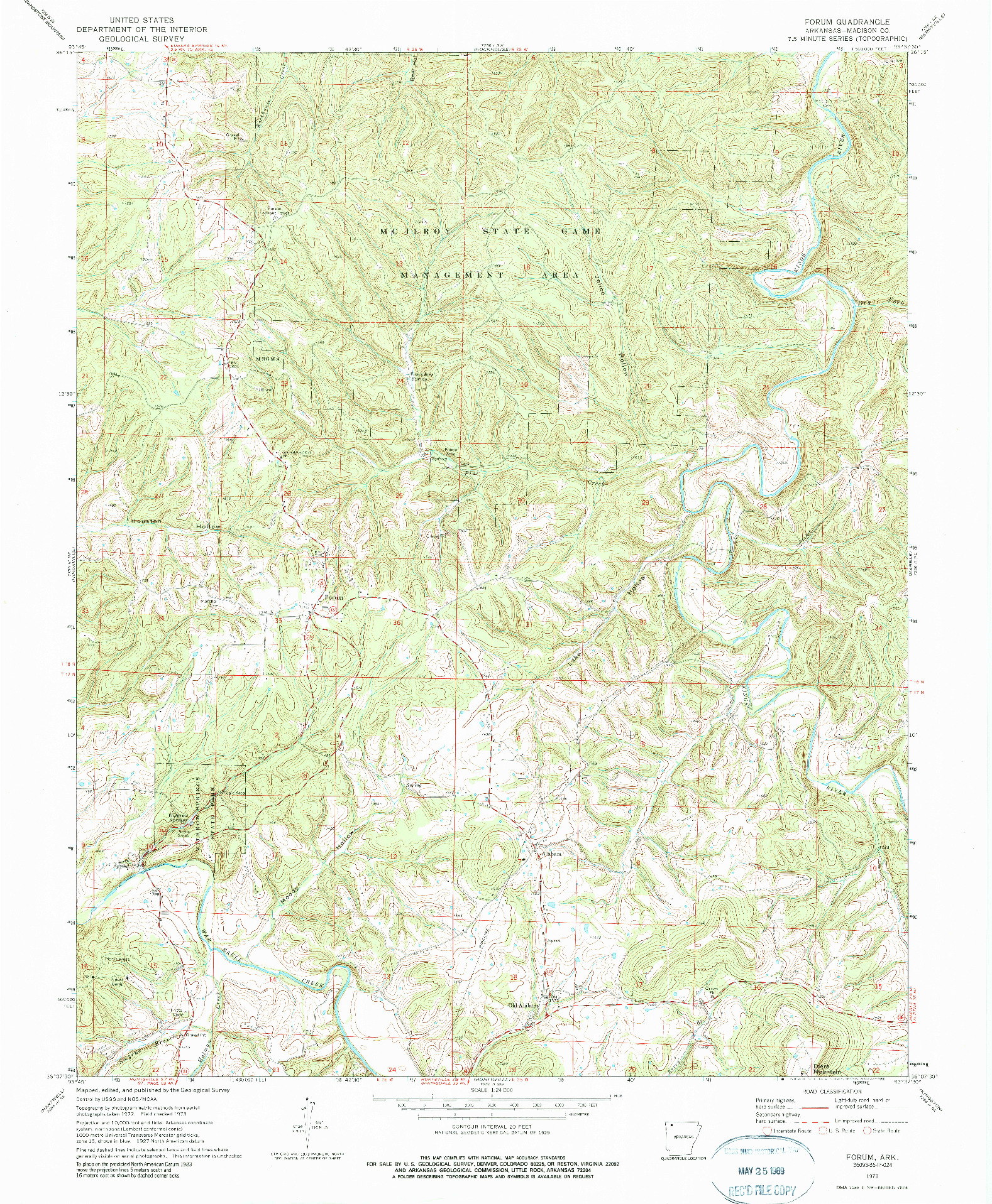USGS 1:24000-SCALE QUADRANGLE FOR FORUM, AR 1973