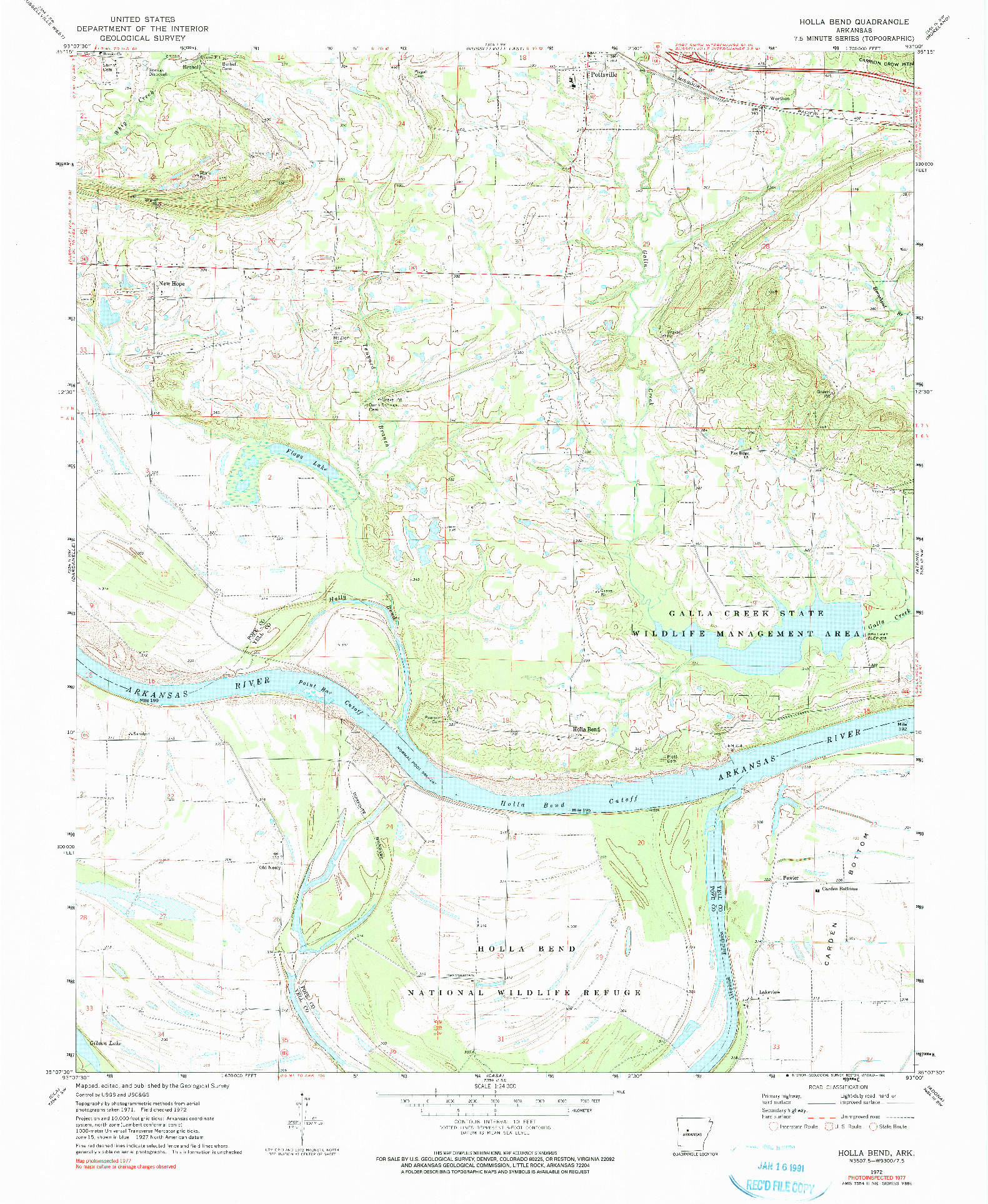 USGS 1:24000-SCALE QUADRANGLE FOR HOLLA BEND, AR 1972