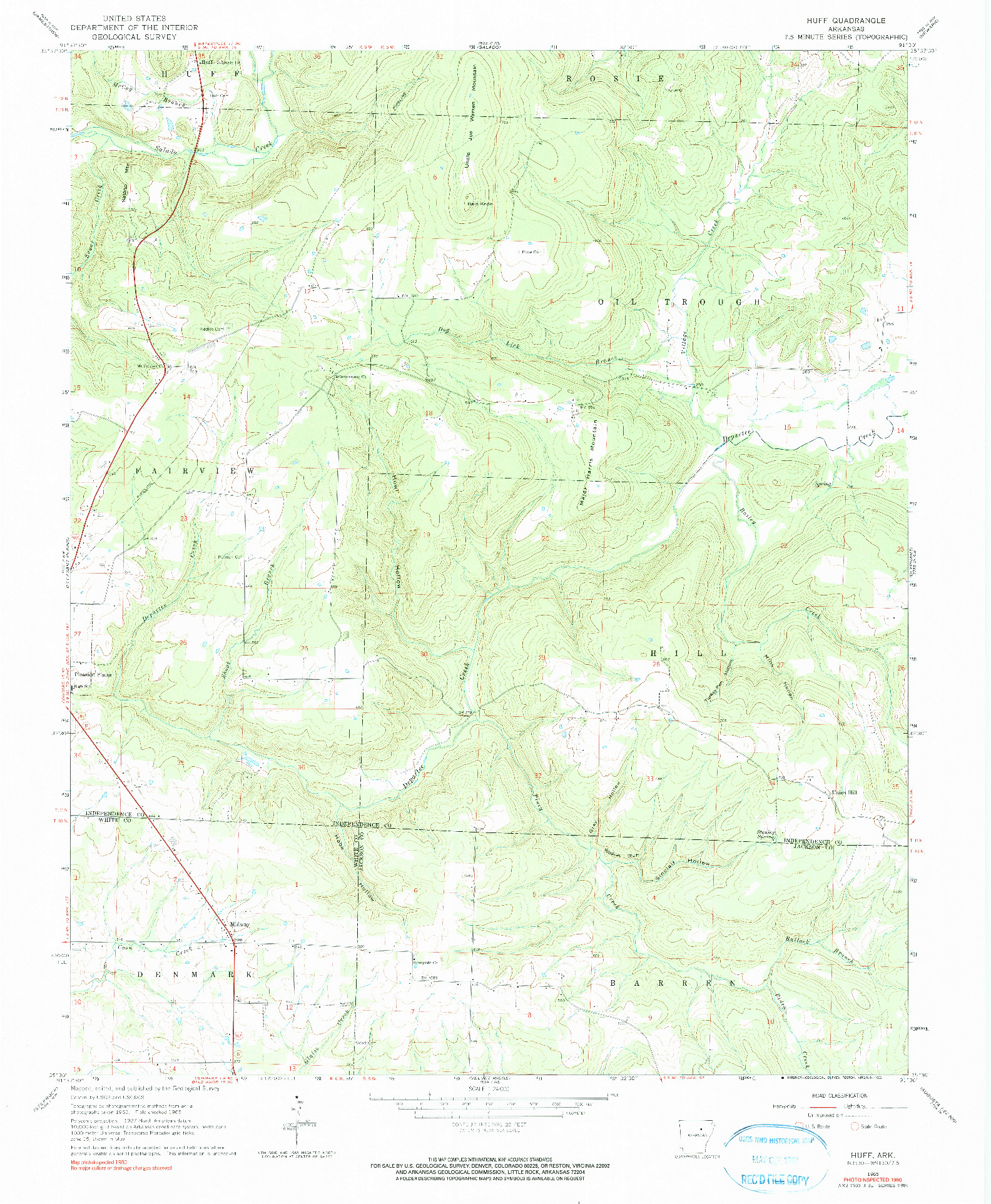 USGS 1:24000-SCALE QUADRANGLE FOR HUFF, AR 1965
