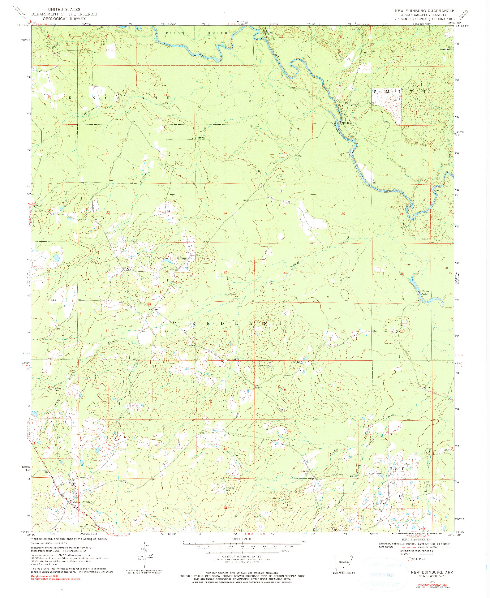 USGS 1:24000-SCALE QUADRANGLE FOR NEW EDINBURG, AR 1970