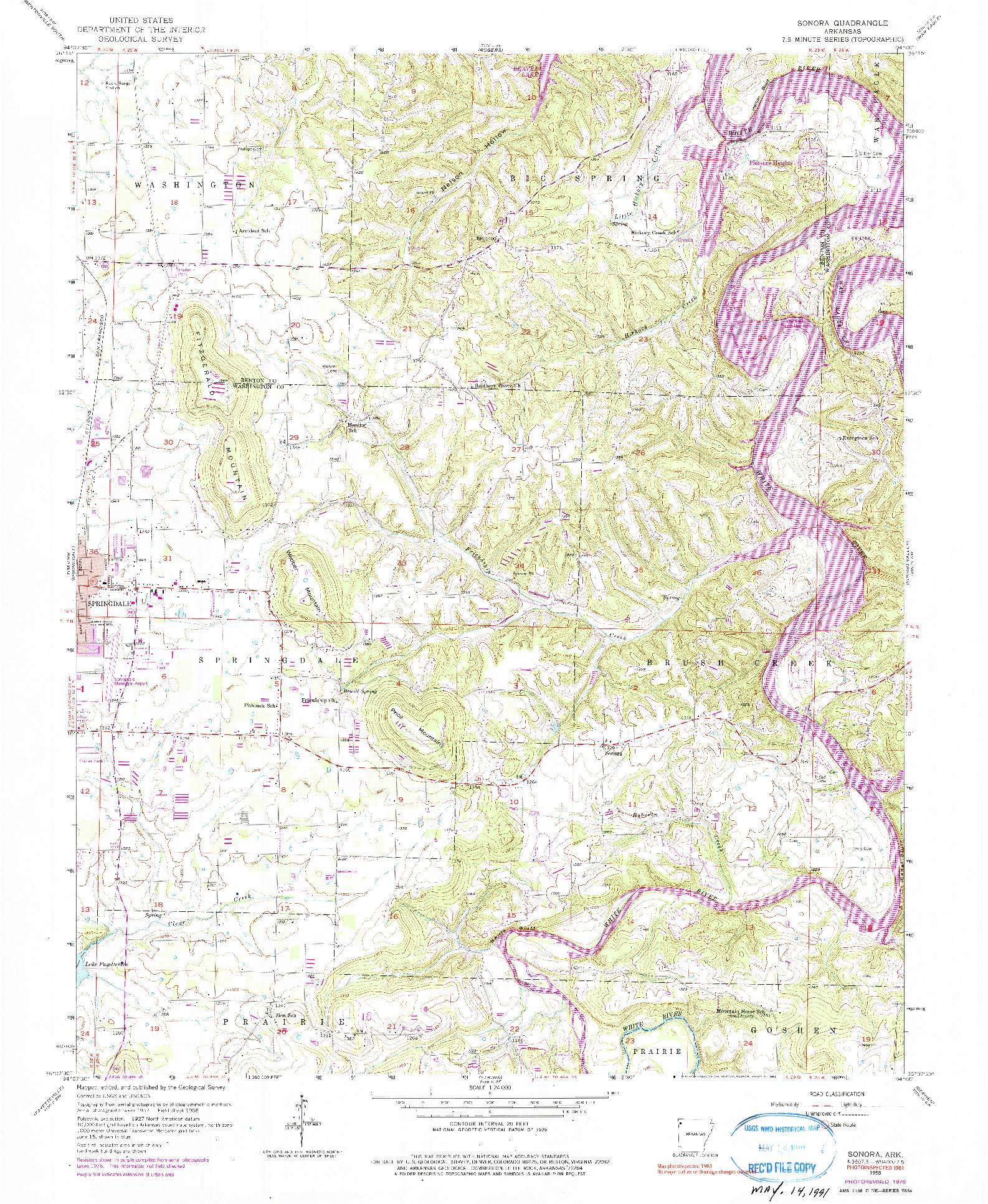 USGS 1:24000-SCALE QUADRANGLE FOR SONORA, AR 1958