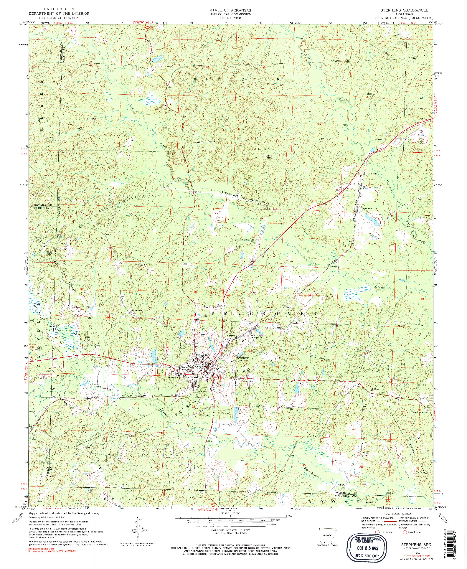 USGS 1:24000-SCALE QUADRANGLE FOR STEPHENS, AR 1969