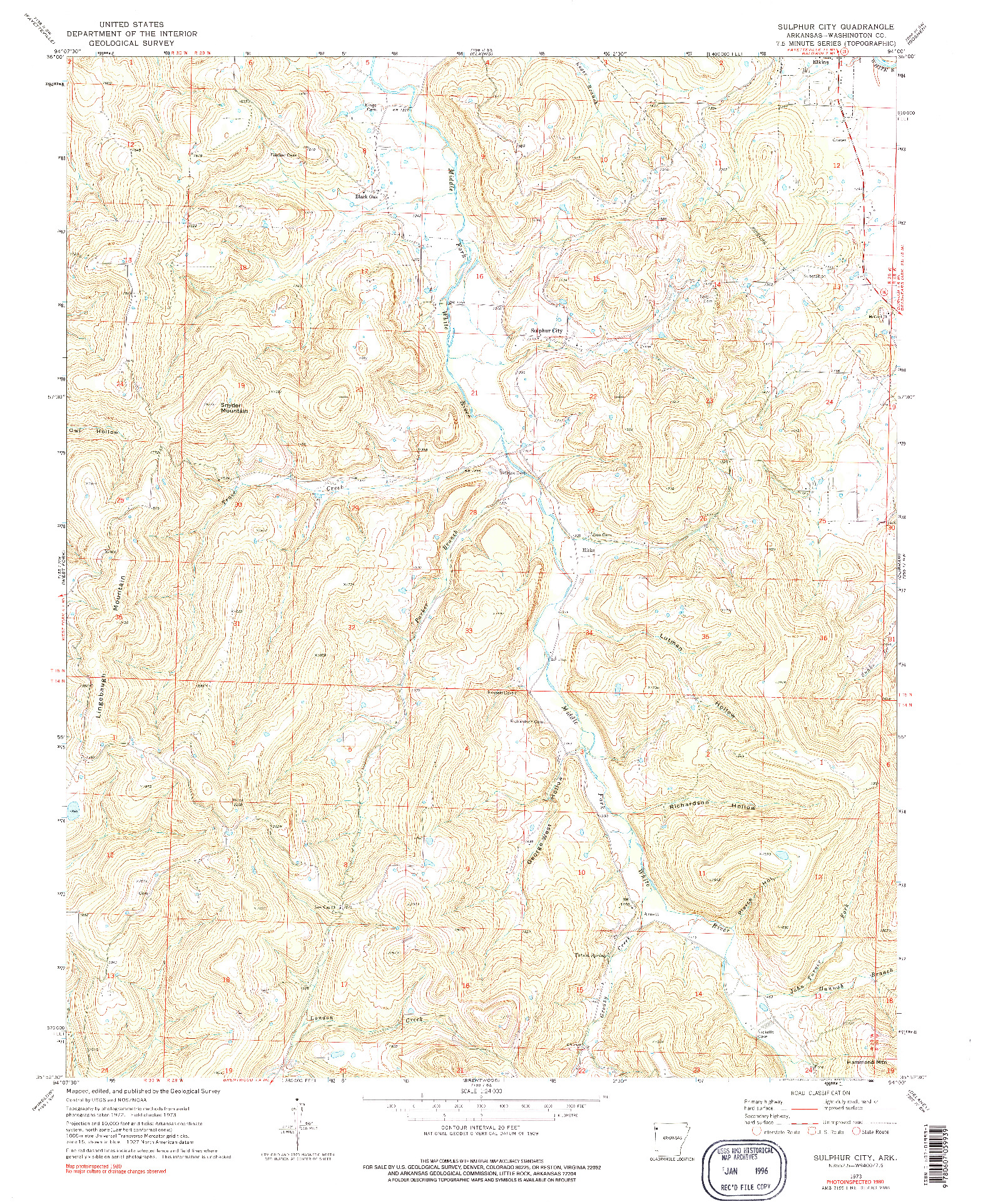 USGS 1:24000-SCALE QUADRANGLE FOR SULPHUR CITY, AR 1973