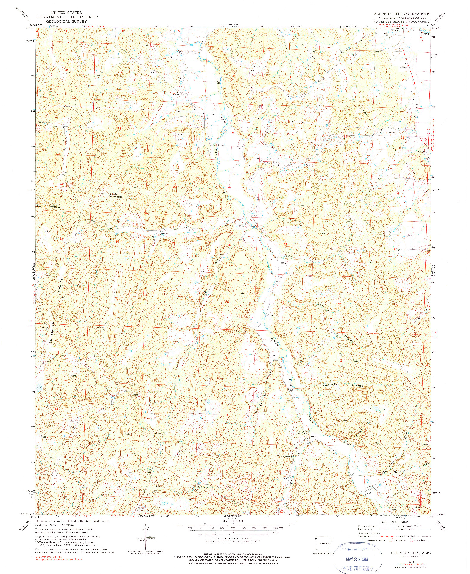 USGS 1:24000-SCALE QUADRANGLE FOR SULPHUR CITY, AR 1973