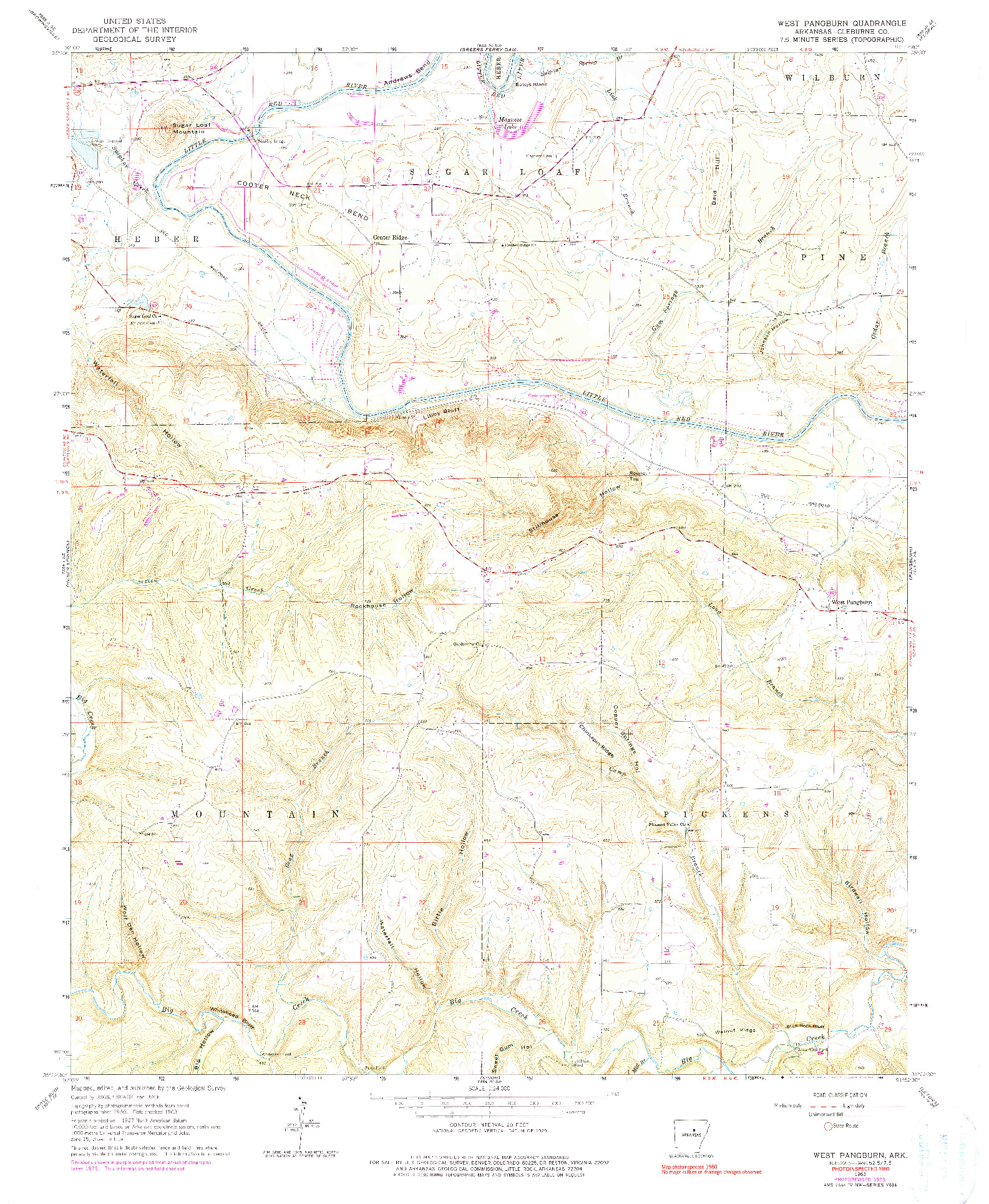 USGS 1:24000-SCALE QUADRANGLE FOR WEST PANGBURN, AR 1963