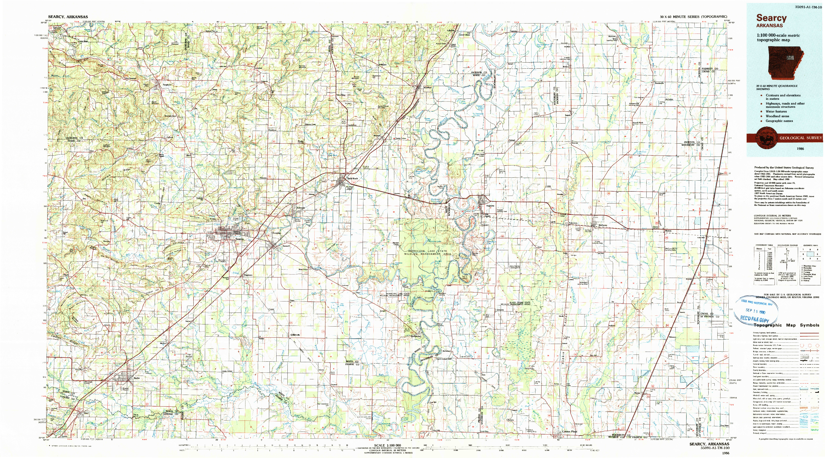USGS 1:100000-SCALE QUADRANGLE FOR SEARCY, AR 1986
