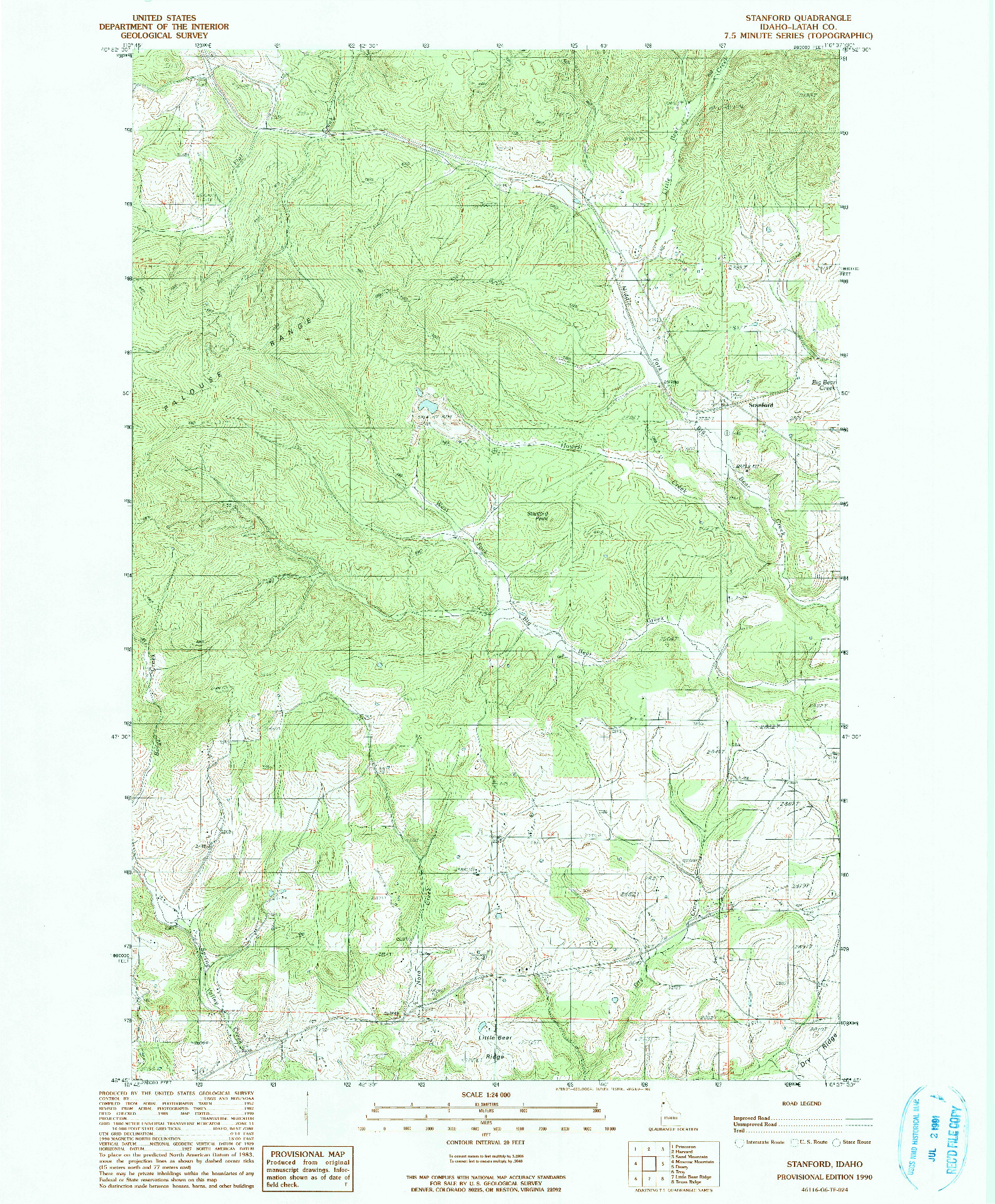 USGS 1:24000-SCALE QUADRANGLE FOR STANFORD, ID 1990