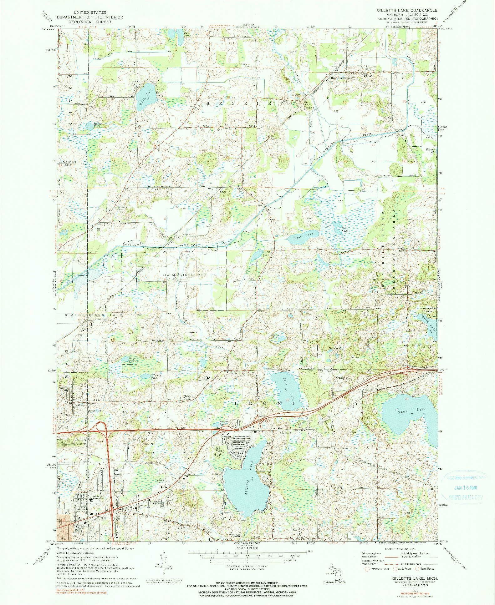 USGS 1:24000-SCALE QUADRANGLE FOR GILLETTS LAKE, MI 1970