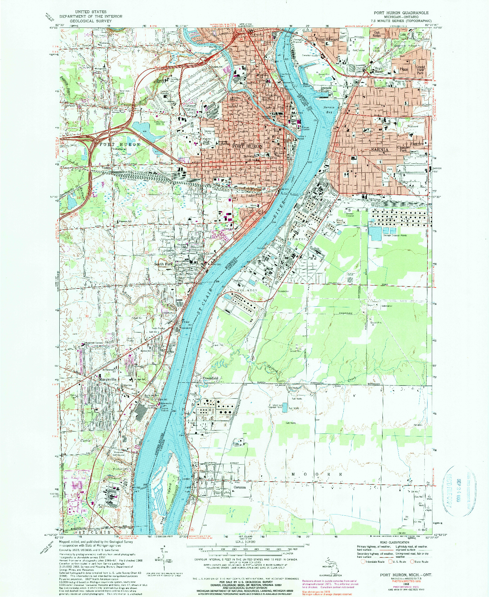 USGS 1:24000-SCALE QUADRANGLE FOR PORT HURON, MI 1968