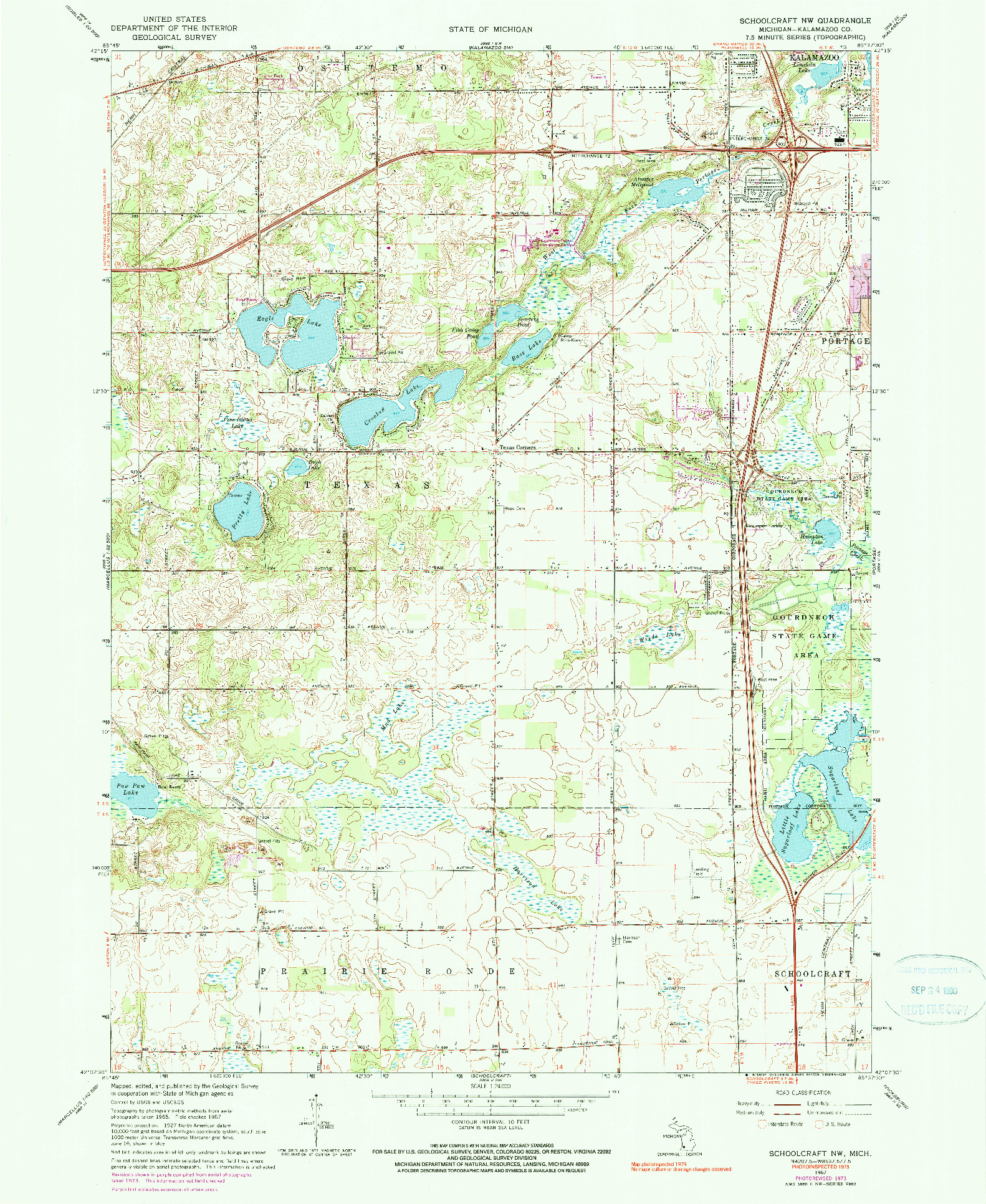 USGS 1:24000-SCALE QUADRANGLE FOR SCHOOLCRAFT NW, MI 1967