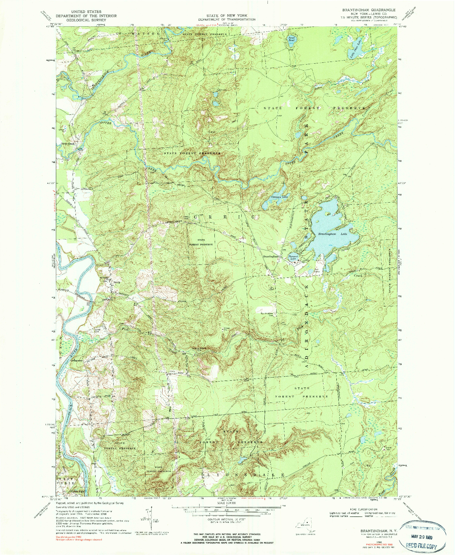 USGS 1:24000-SCALE QUADRANGLE FOR BRANTINGHAM, NY 1966