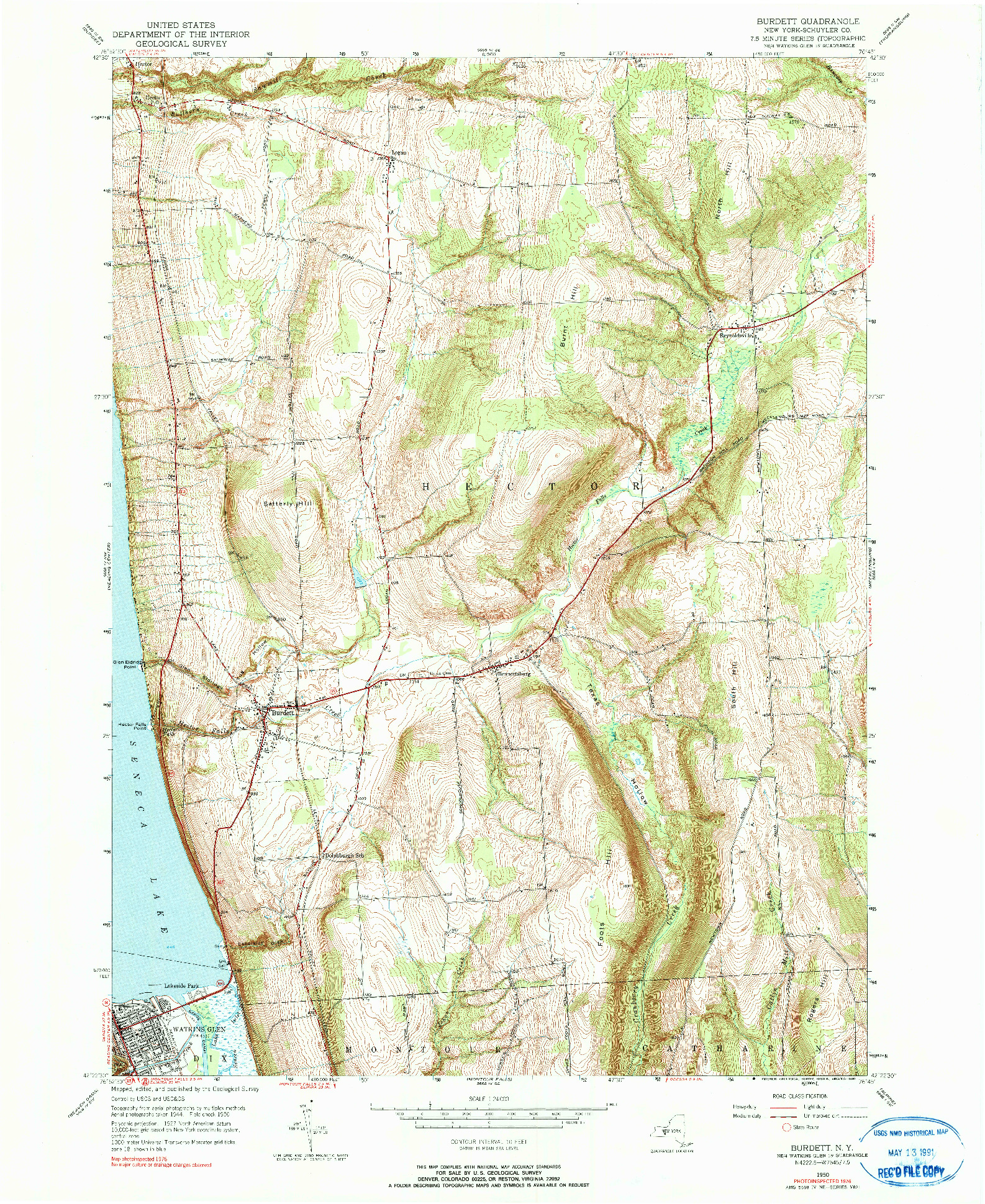 USGS 1:24000-SCALE QUADRANGLE FOR BURDETT, NY 1950