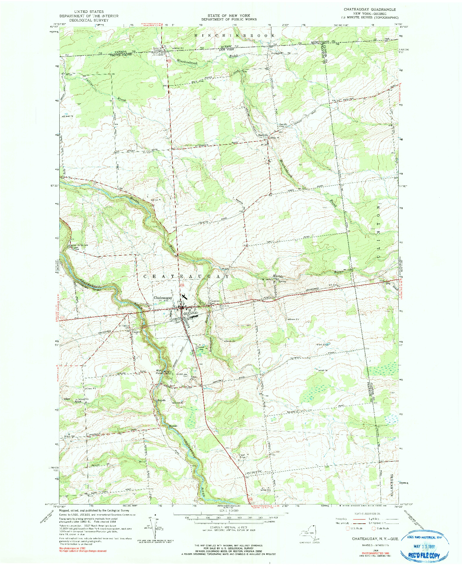 USGS 1:24000-SCALE QUADRANGLE FOR CHATEAUGAY, NY 1964