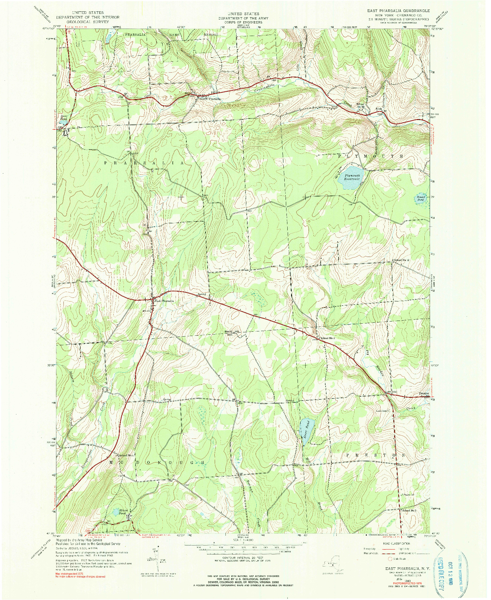 USGS 1:24000-SCALE QUADRANGLE FOR EAST PHARSALIA, NY 1943