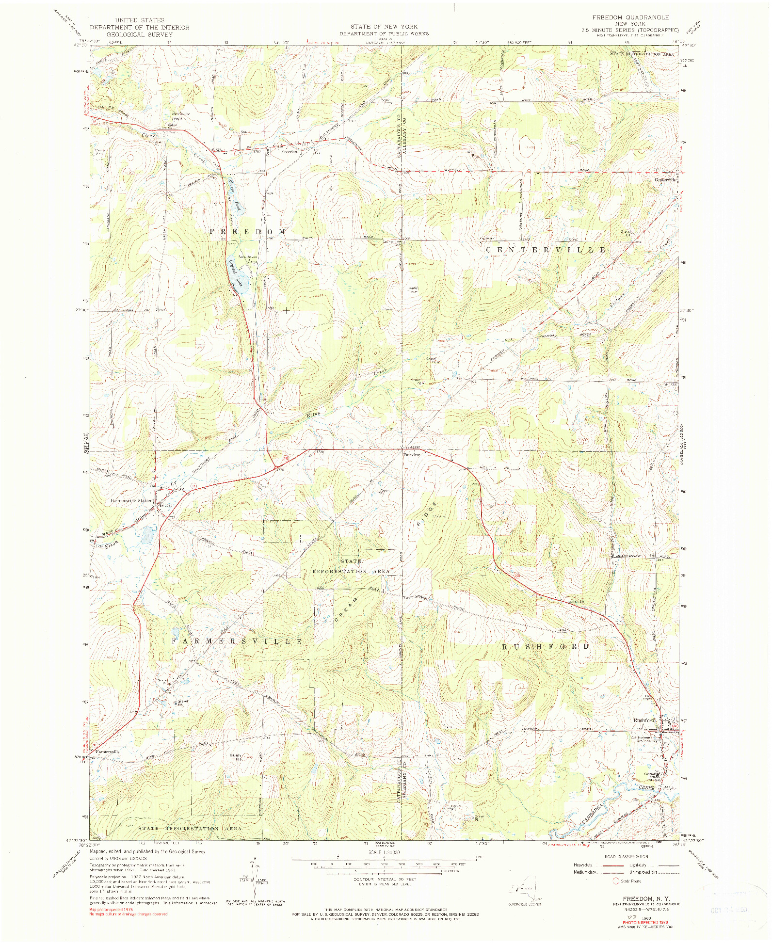 USGS 1:24000-SCALE QUADRANGLE FOR FREEDOM, NY 1963