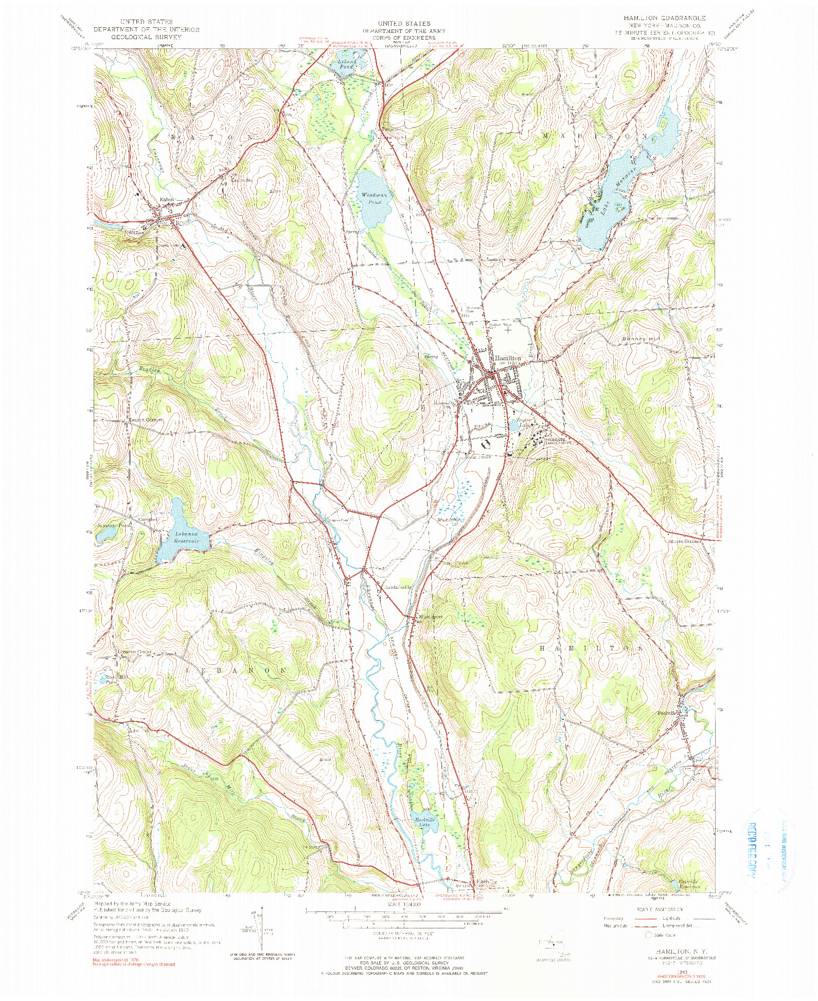 USGS 1:24000-SCALE QUADRANGLE FOR HAMILTON, NY 1943
