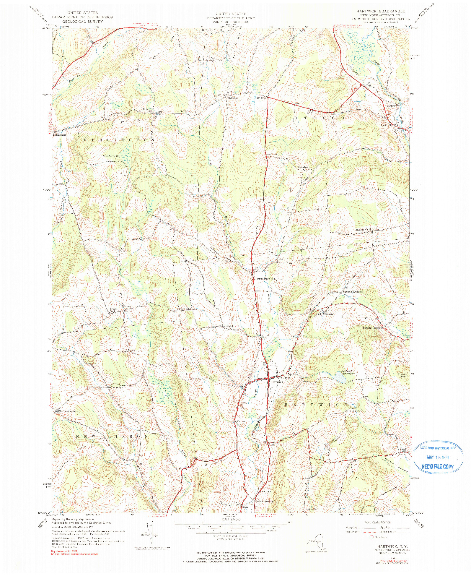 USGS 1:24000-SCALE QUADRANGLE FOR HARTWICK, NY 1943