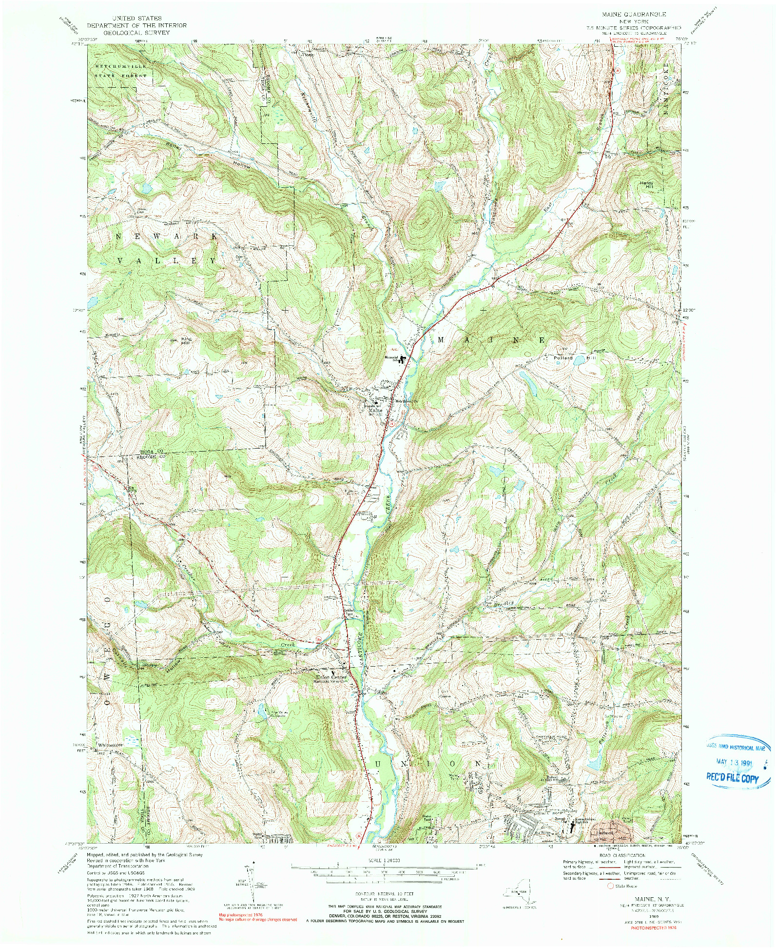 USGS 1:24000-SCALE QUADRANGLE FOR MAINE, NY 1969