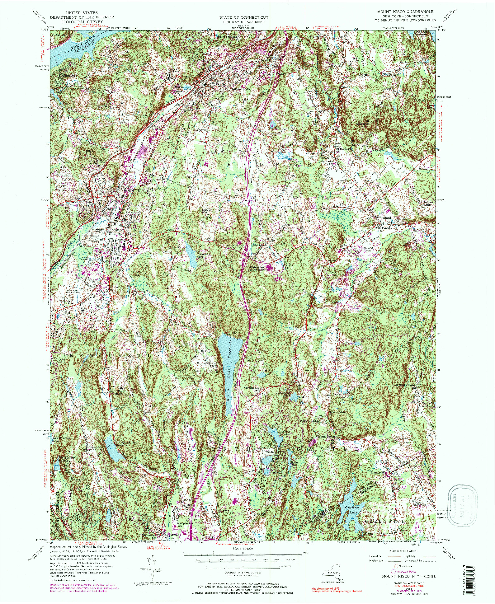 USGS 1:24000-SCALE QUADRANGLE FOR MOUNT KISCO, NY 1955