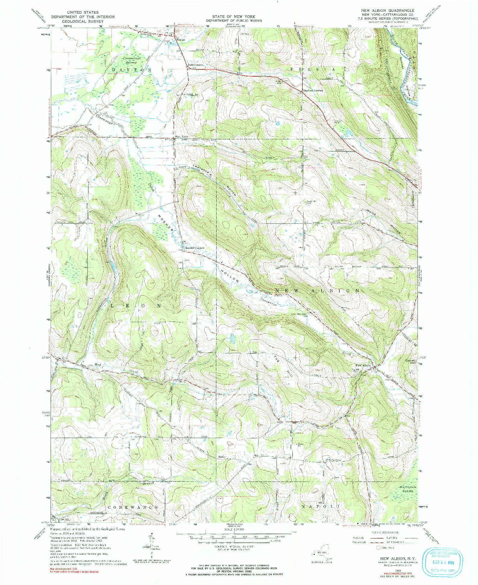 USGS 1:24000-SCALE QUADRANGLE FOR NEW ALBION, NY 1963