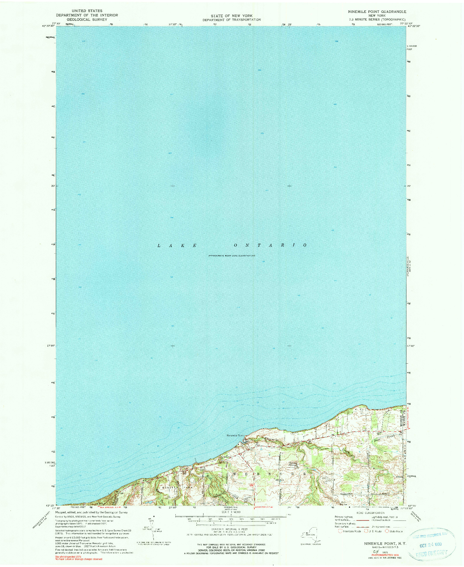 USGS 1:24000-SCALE QUADRANGLE FOR NINEMILE POINT, NY 1971