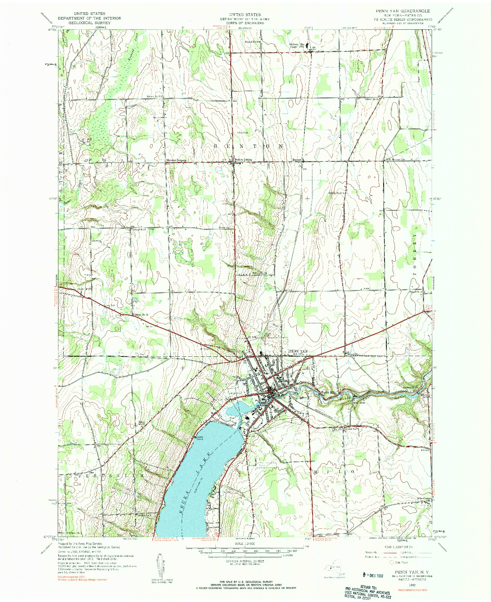 USGS 1:24000-SCALE QUADRANGLE FOR PENN YAN, NY 1942