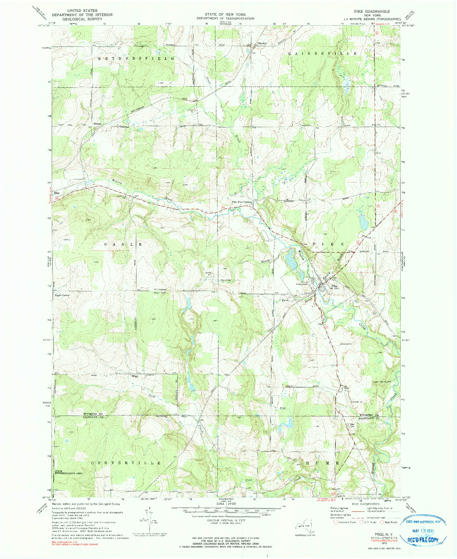 USGS 1:24000-SCALE QUADRANGLE FOR PIKE, NY 1972